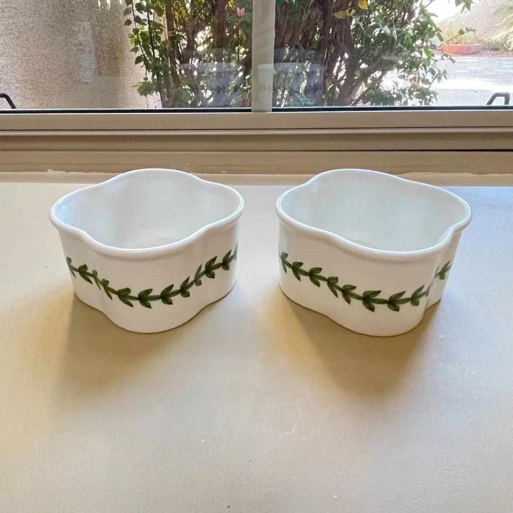 New Portmeirion Botanic Garden Set of 2 Ramekin Dishes Scallop Daisy Mini Bowl